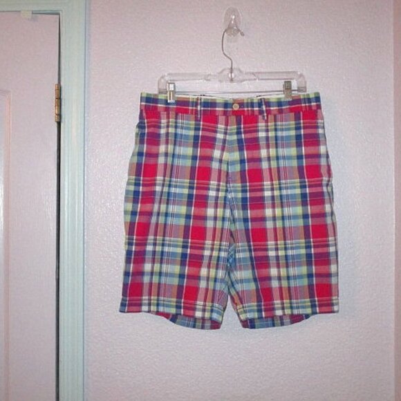 Polo Ralph Lauren GOLF Shorts Size 33 PLAID Chino POCKETS Performance LINKS 10" - Picture 1 of 7
